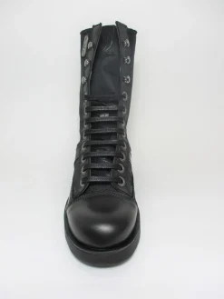 Anfibio pelle e tessuto donna 101164 nero<Oxs New