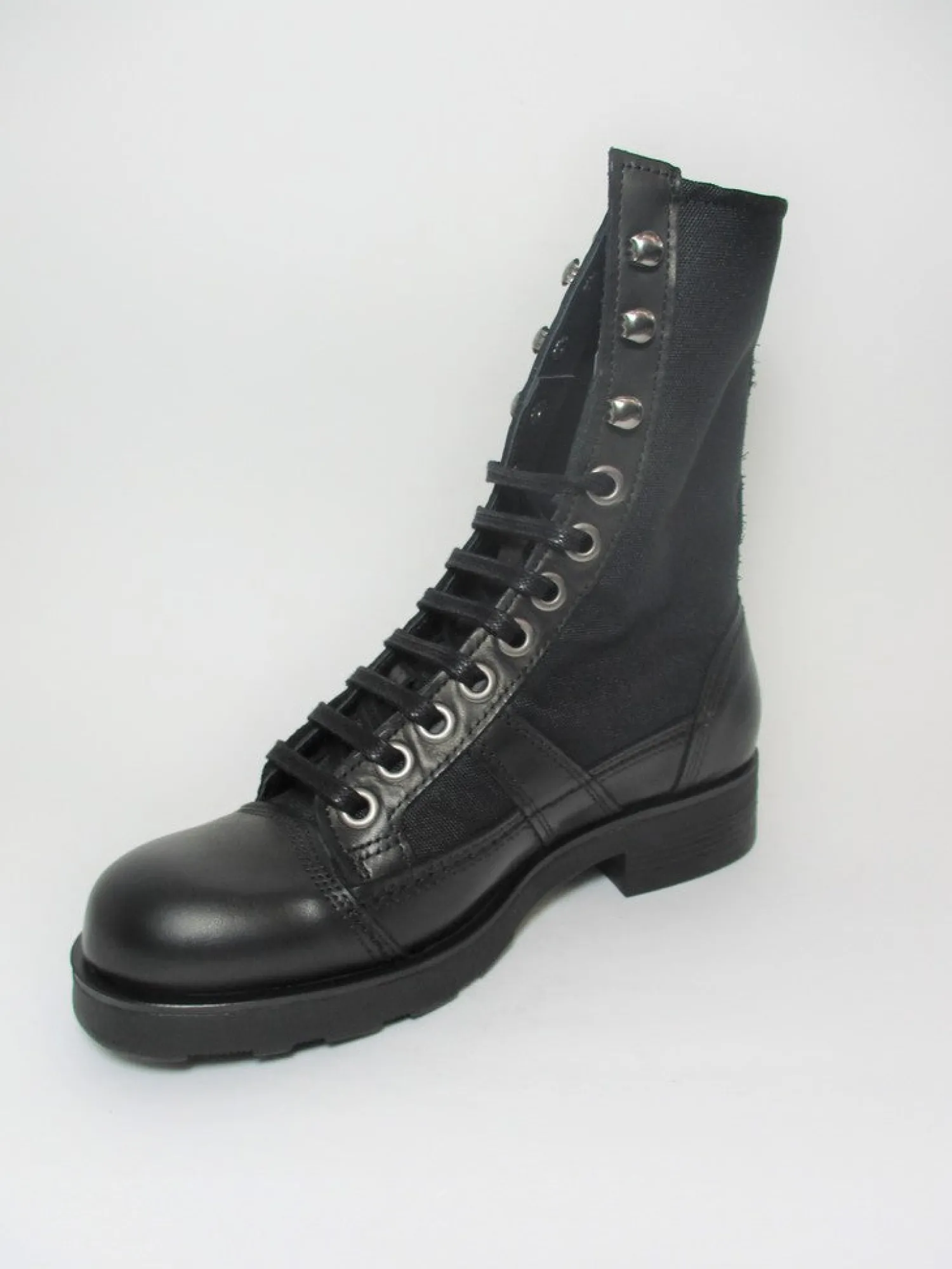Anfibio pelle e tessuto donna 101164 nero<Oxs New
