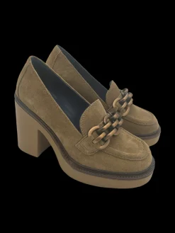 Mocassino donna pelle scamosciata Cognac - Agnese -<Apepazza Discount