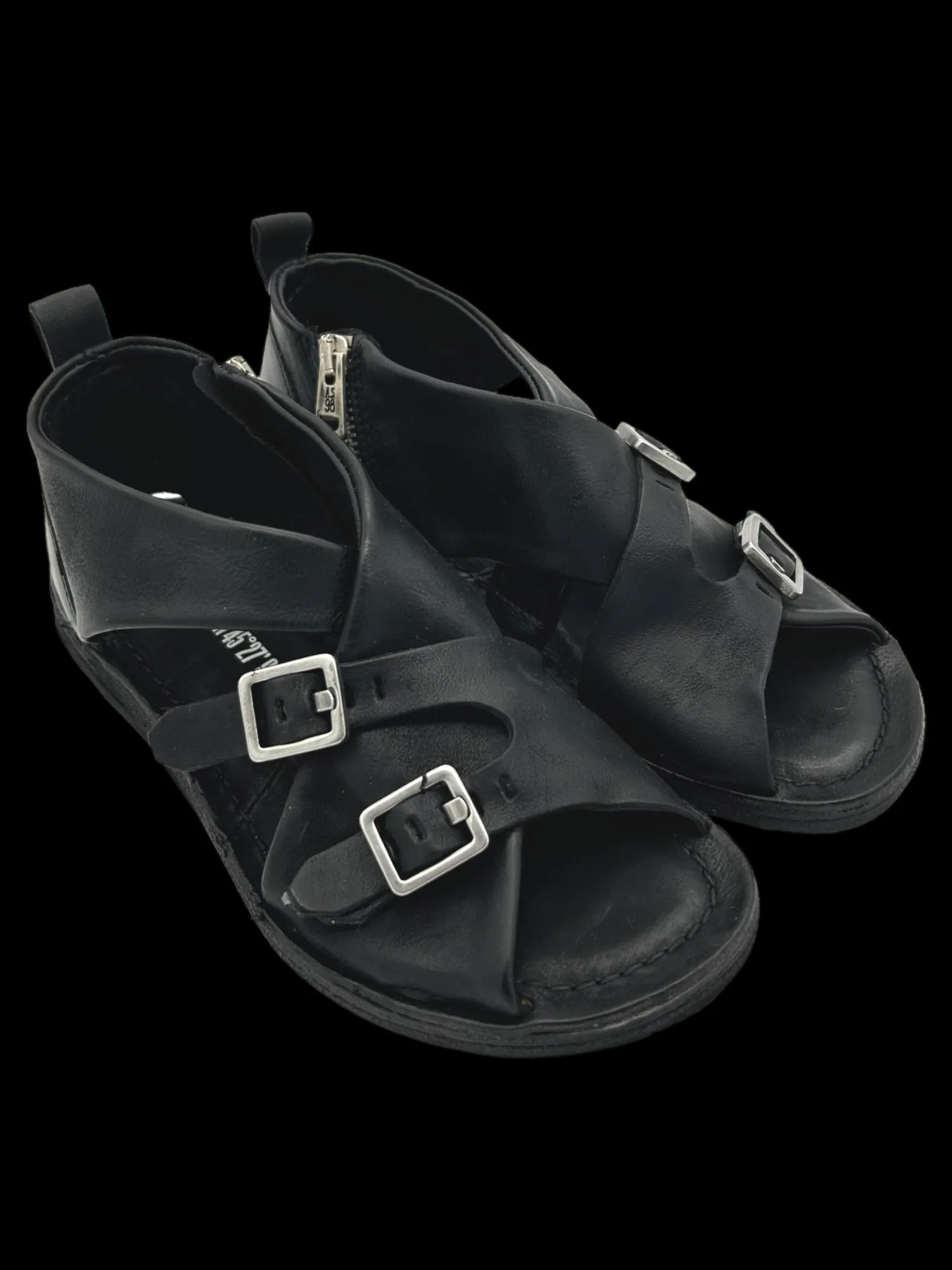 Sandali bassi pelle donna Black - A16048 -<As98 Fashion