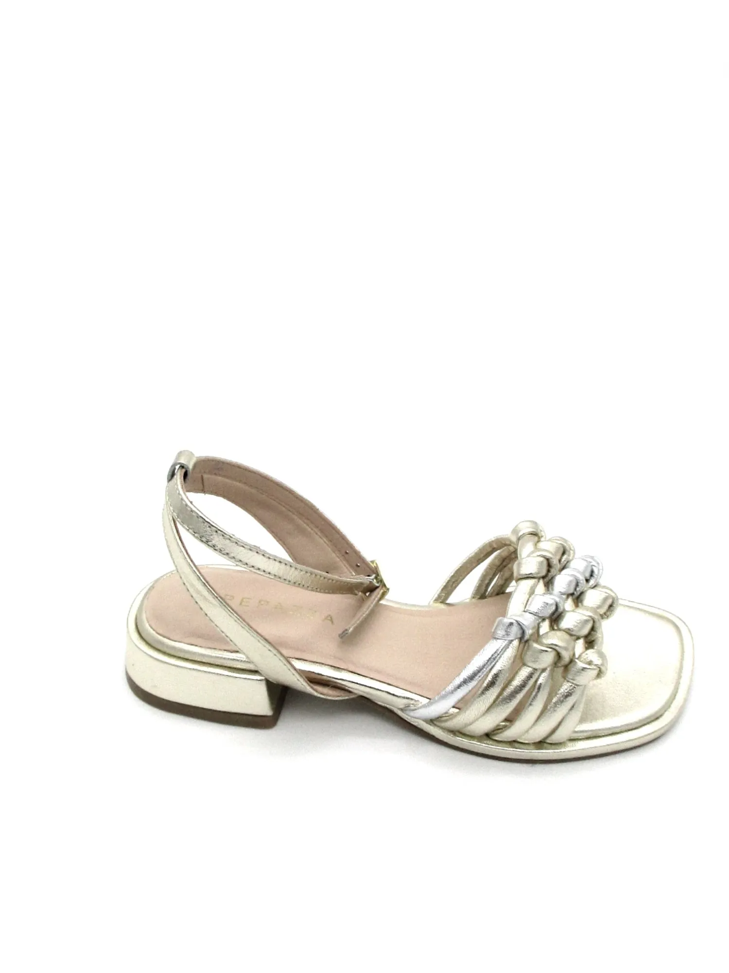 Sandalo basso pelle donna Fioralba Platinum intreccio<Apepazza Best
