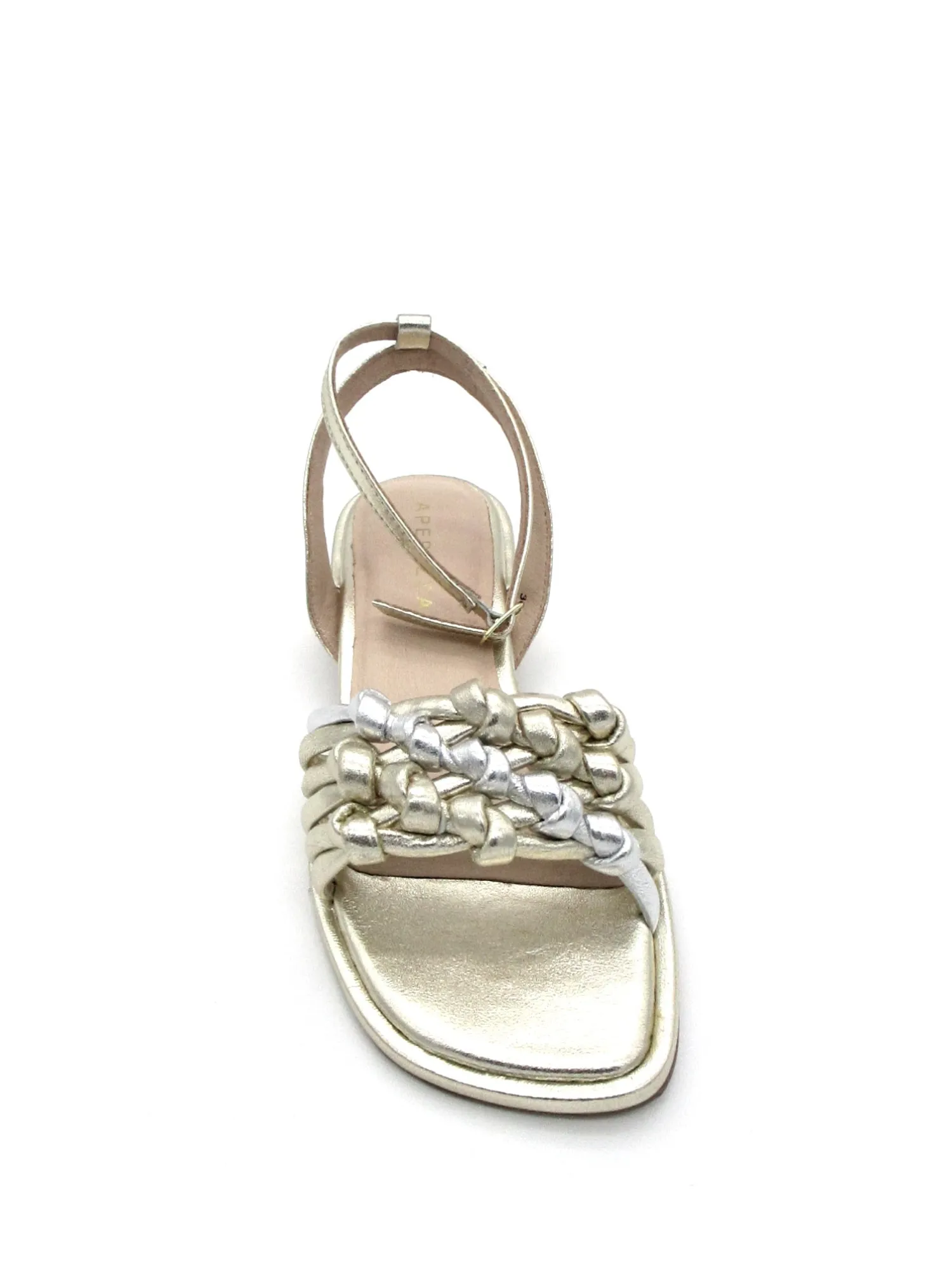 Sandalo basso pelle donna Fioralba Platinum intreccio<Apepazza Best
