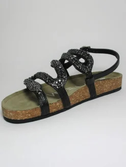 Sandalo donna basso S01 NERO<Strategia New