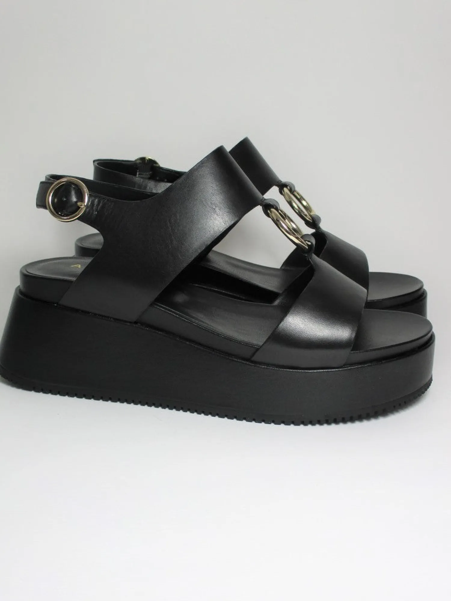 Sandalo pelle donna Zelda Nero<Apepazza New