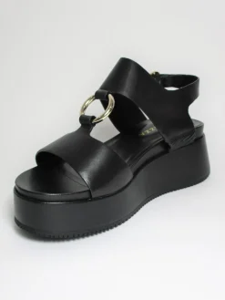 Sandalo pelle donna Zelda Nero<Apepazza New