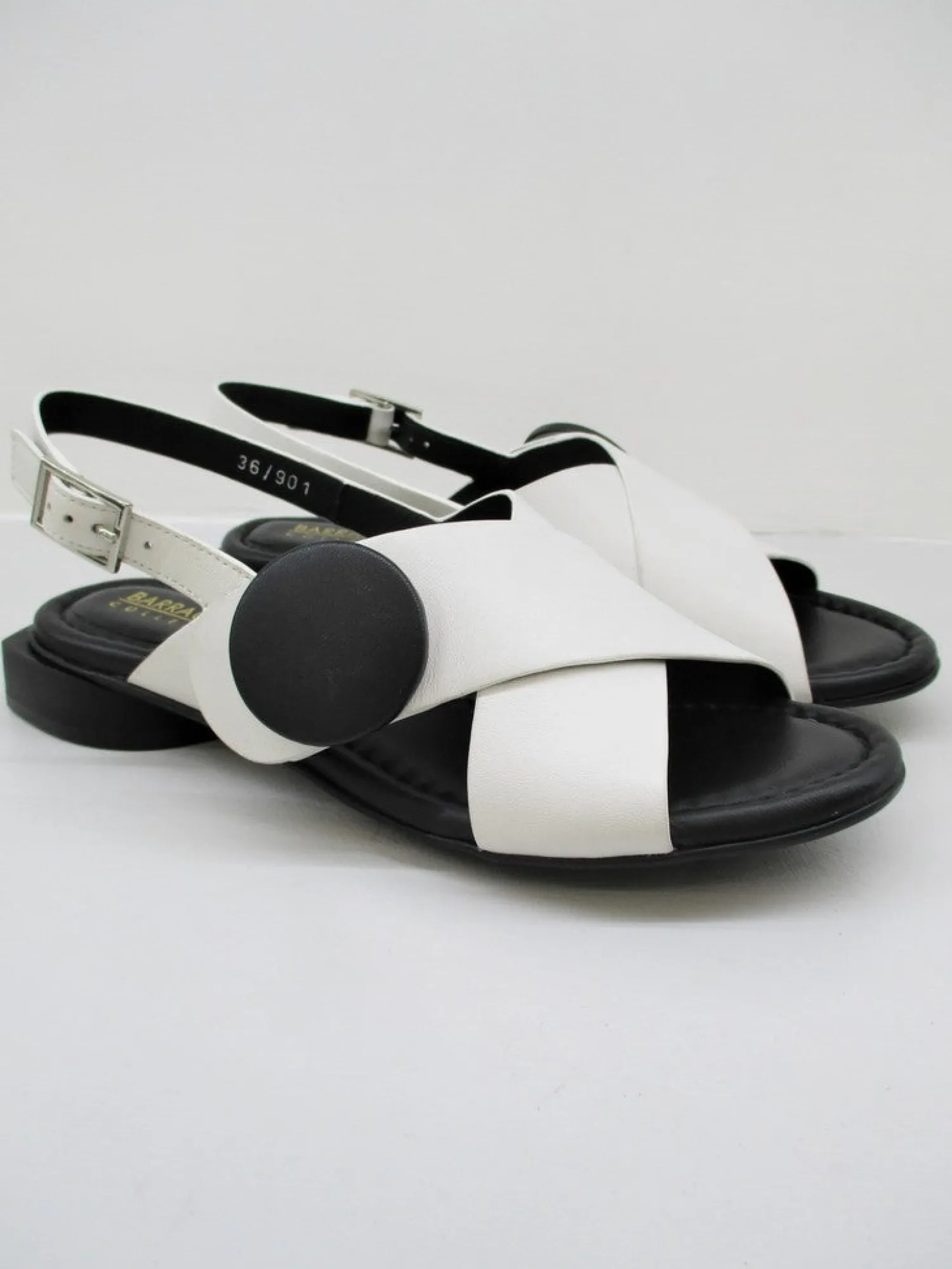 Sandalo pelle donna Barracuda's bianco/nero 0502<Adele Dezzotti Hot