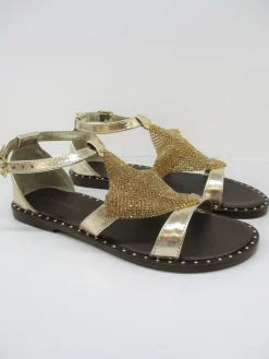 Sandalo pelle donna GB277 platino<Cafènoir Discount