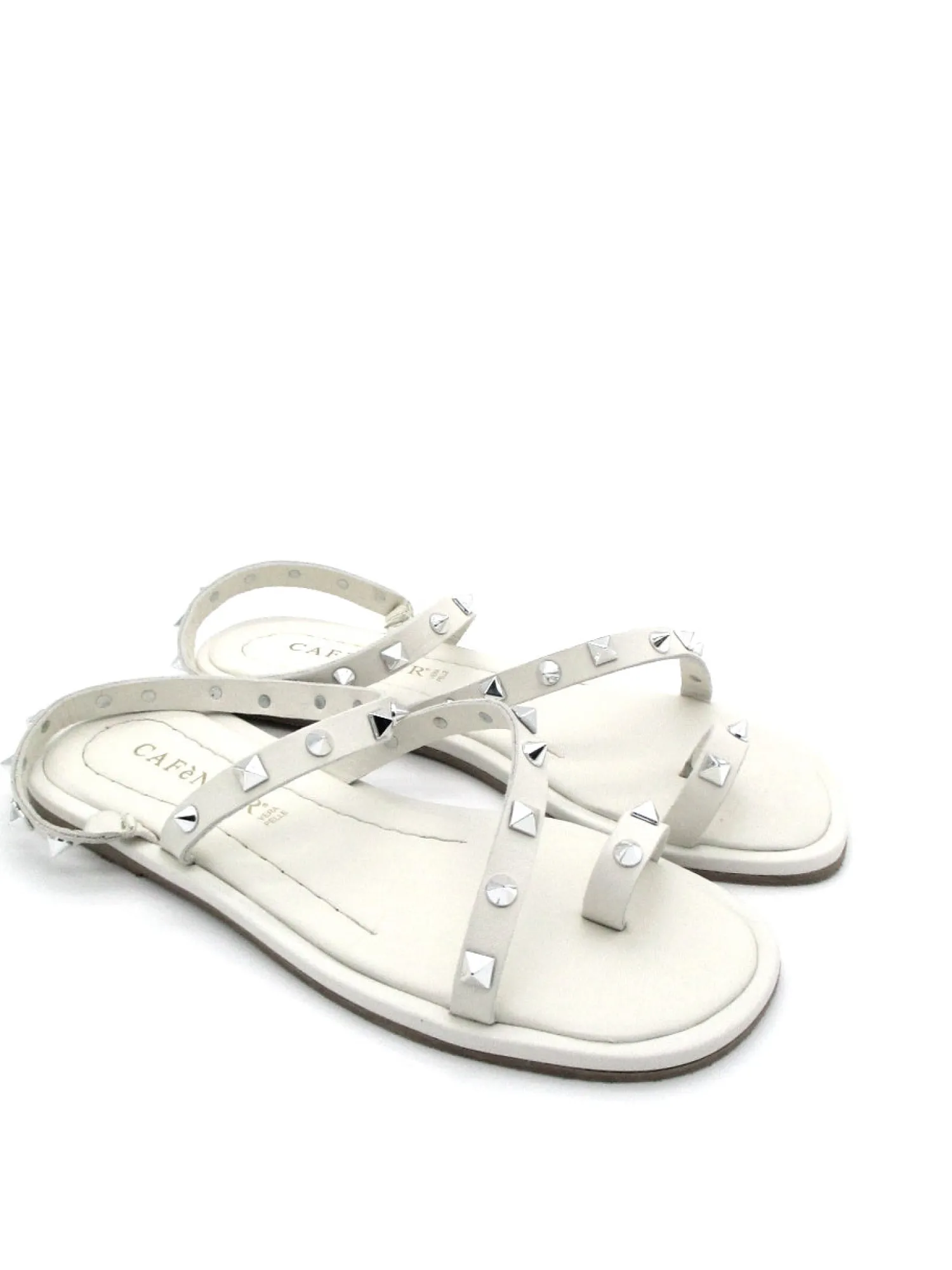 Sandalo pelle donna GD1060 Bianco<Cafènoir Fashion