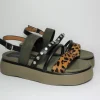Sandalo pelle donna HL9390 Verde/Maculato<Cafènoir Outlet