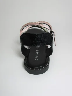 Sandalo pelle donna GD9020 Nero<Cafènoir New