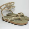 Sandalo pelle donna basso S07 PLATINO<Strategia New