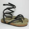Sandalo pelle donna basso S07 NERO<Strategia Sale