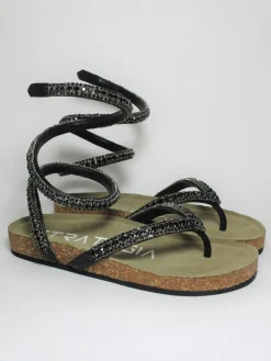 Sandalo pelle donna basso S07 NERO<Strategia Sale