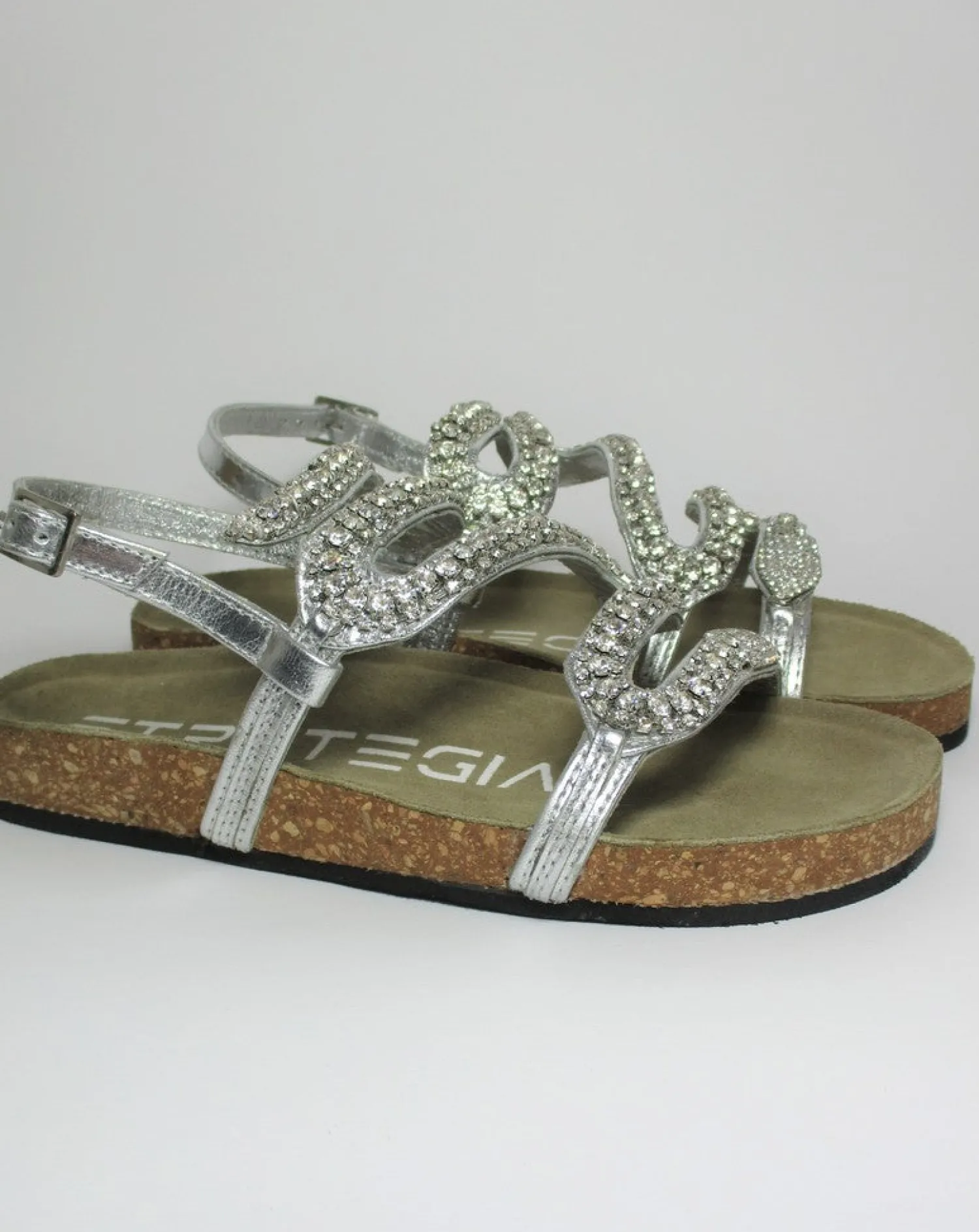 Sandalo pelle donna basso S01 GRIGIO<Strategia Sale