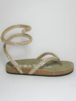 Sandalo pelle donna basso S07 PLATINO<Strategia New