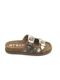 Sandalo pelle donna F42 Cuoio<Strategia New