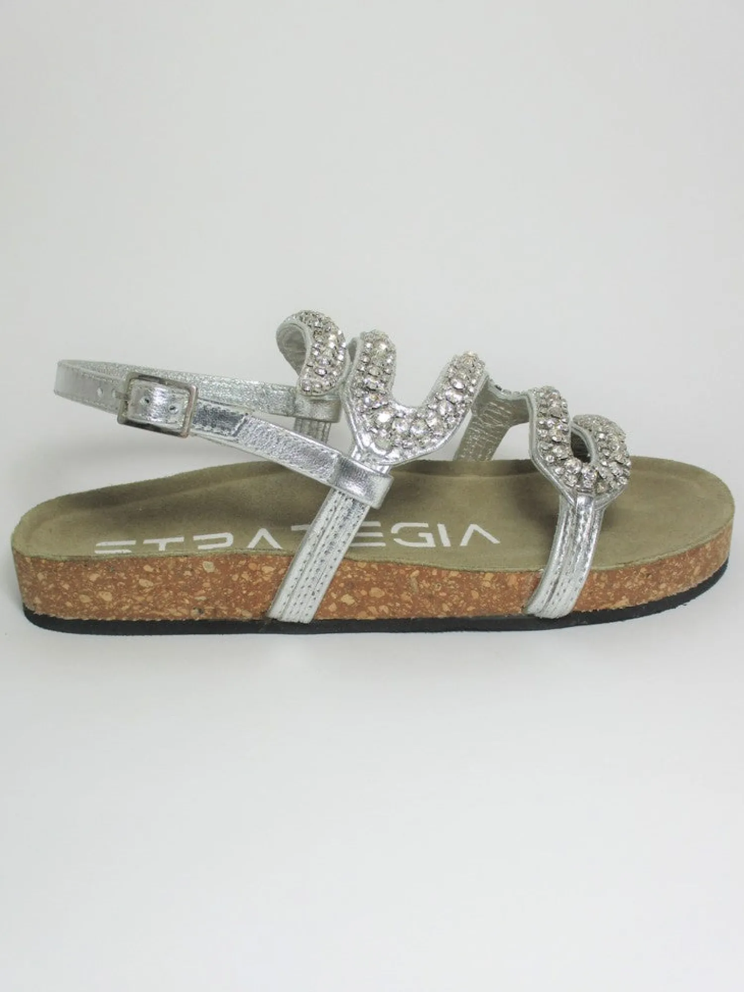 Sandalo pelle donna basso S01 GRIGIO<Strategia Sale
