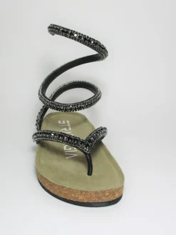 Sandalo pelle donna basso S07 NERO<Strategia Sale