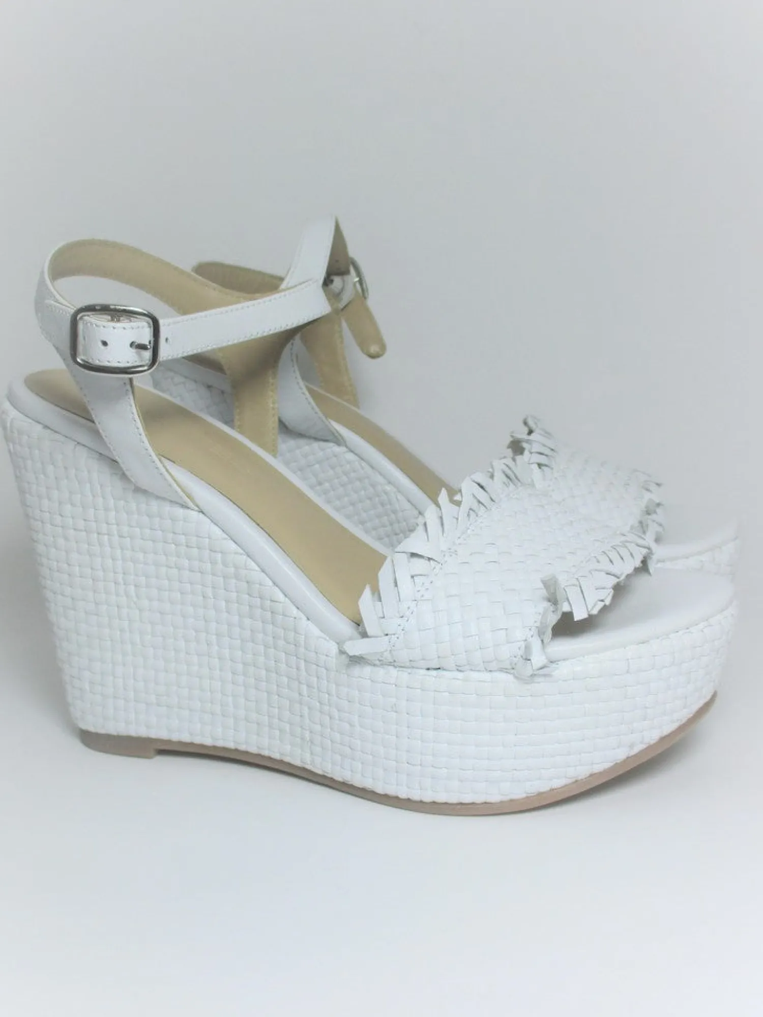 Sandalo zeppa donna K19 Bianco<Strategia Discount