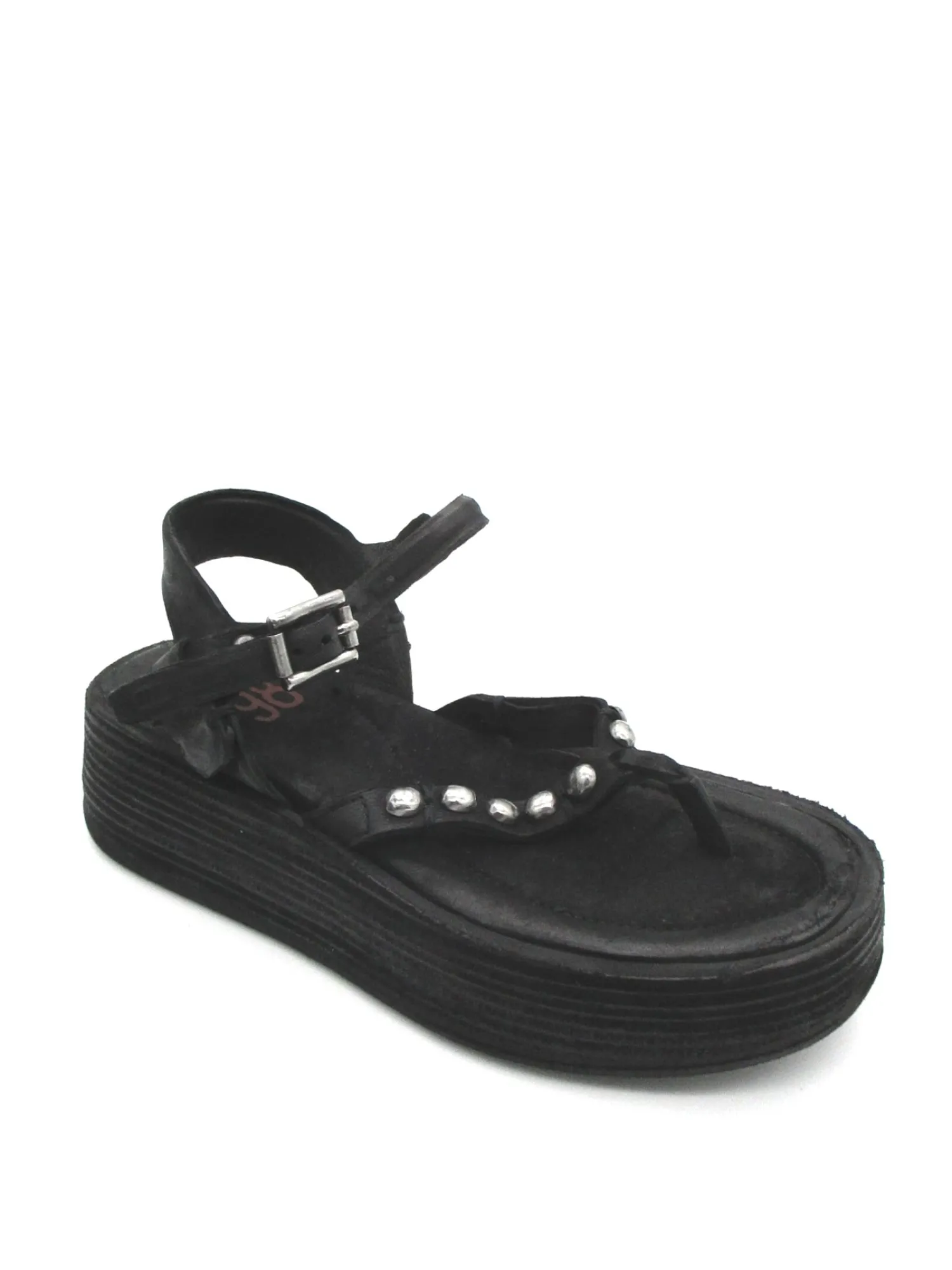 Sandalo zeppa in pelle donna Black - A78002 -<AS98 Best