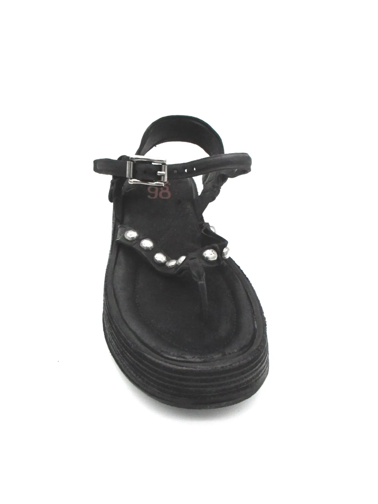 Sandalo zeppa in pelle donna Black - A78002 -<AS98 Best
