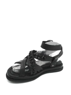 Sandalo zeppa in pelle donna Black - A65003 -<AS98 Hot