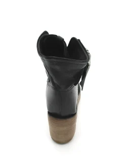 Sandalo zeppa in pelle donna Black -528036-<AS98 Hot