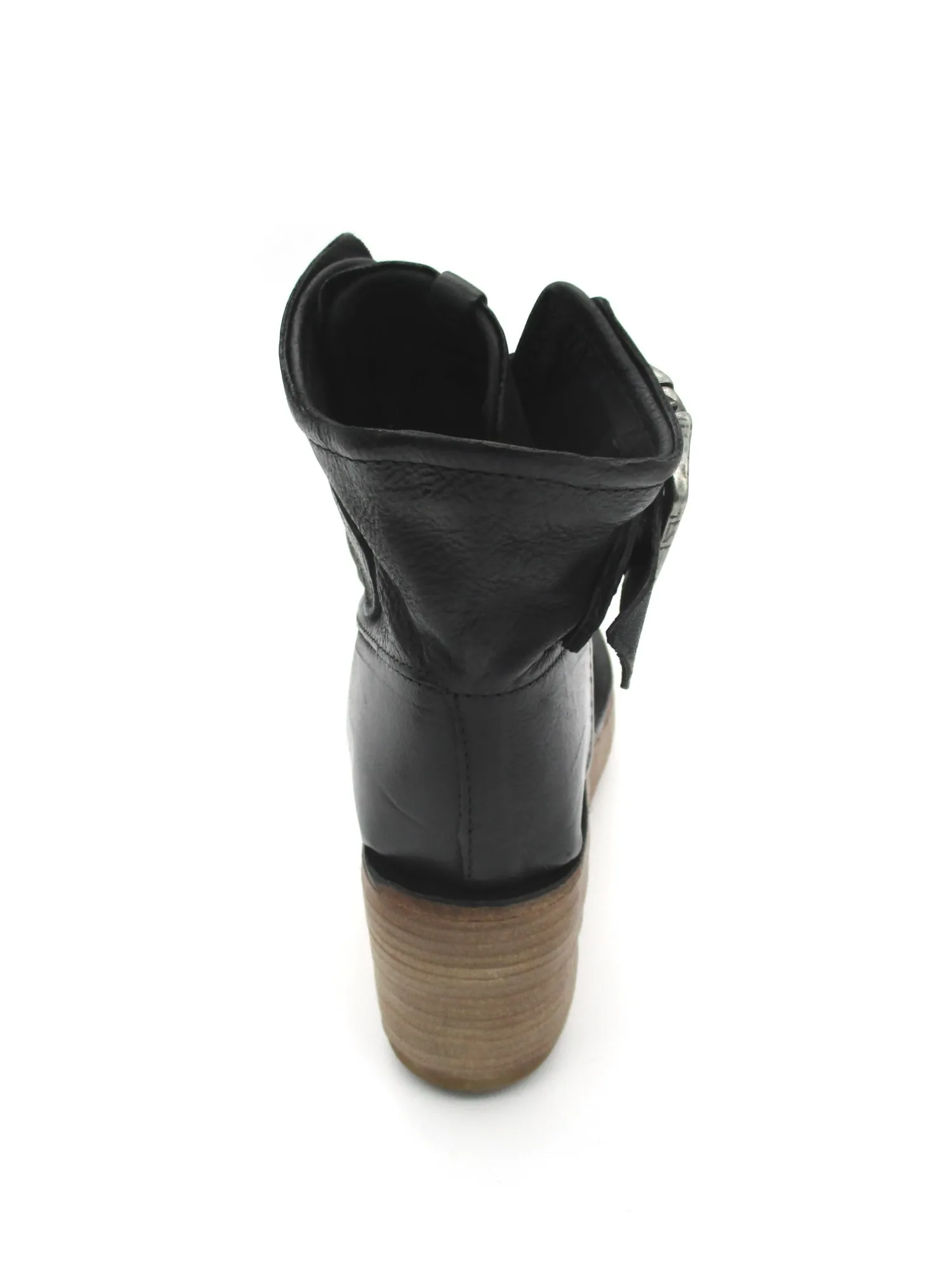 Sandalo zeppa in pelle donna Black -528036-<AS98 Hot