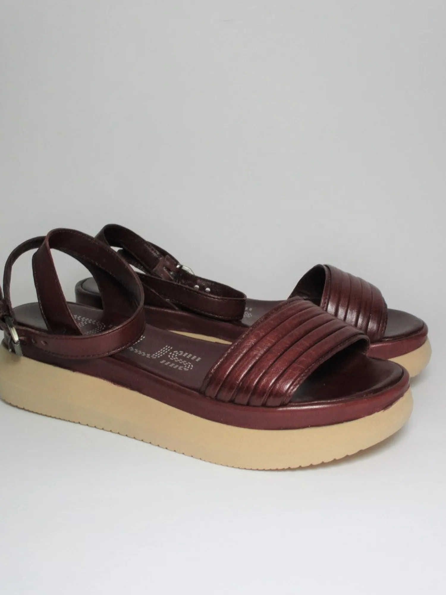 Sandalo zeppa pelle donna M38014 Brule<Mjus Clearance