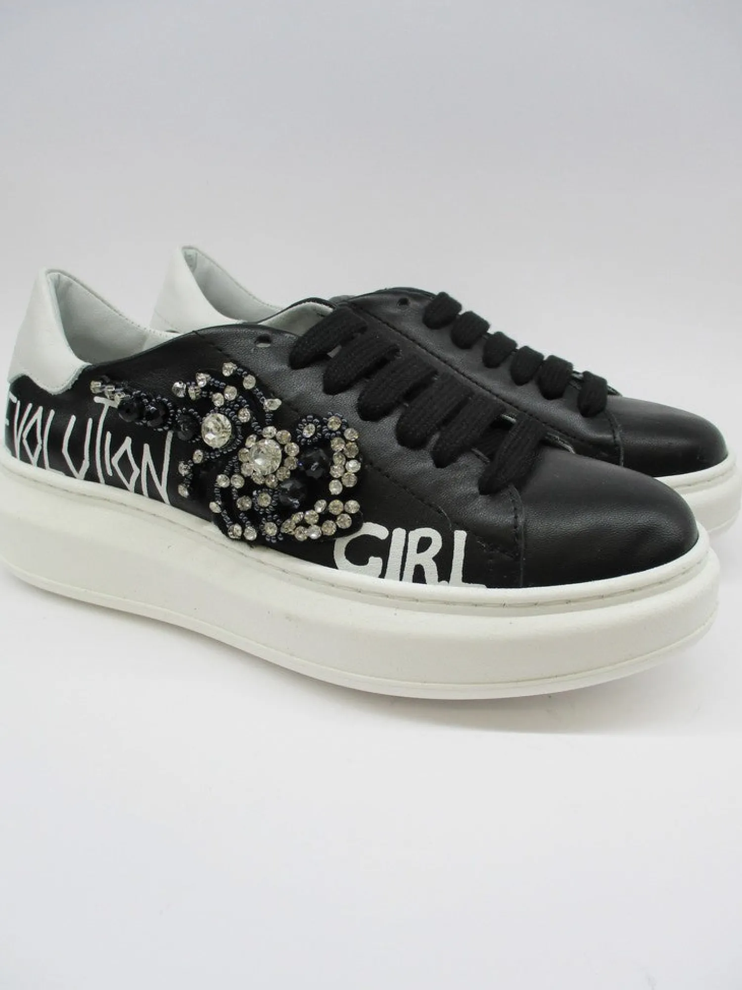 Sneaker pelle donna G411B nera<Gio+ Hot