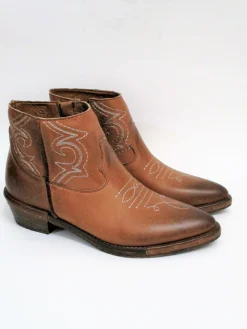 Tronchetto texano pelle donna RCA64F cuoio<Rep-Ko Fashion